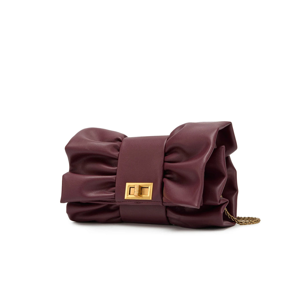 Pochette Clutch Chaînes Épaule Soirée Banquet Cérémonie – Beige Argent Bordeaux Doré