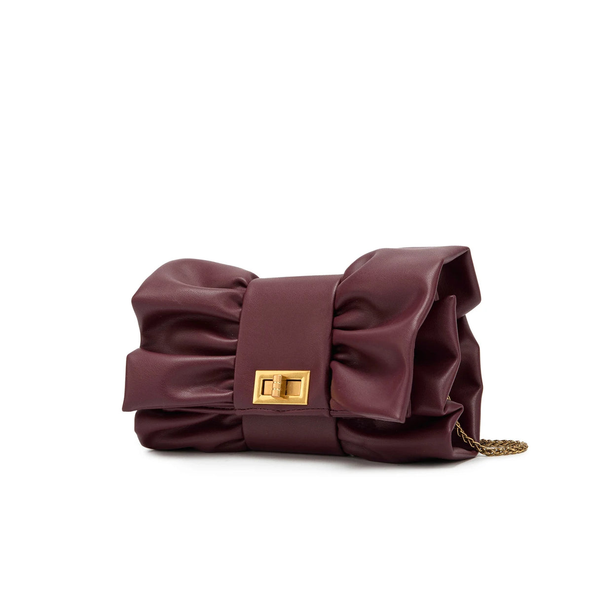 Pochette Clutch Chaînes Épaule Soirée Banquet Cérémonie – Beige Argent Bordeaux Doré