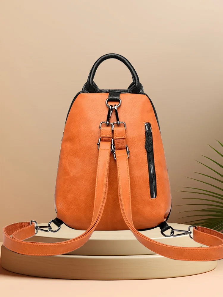 Sac à dos cuir véritable–Broderies Patchwork élégant MYNELIA