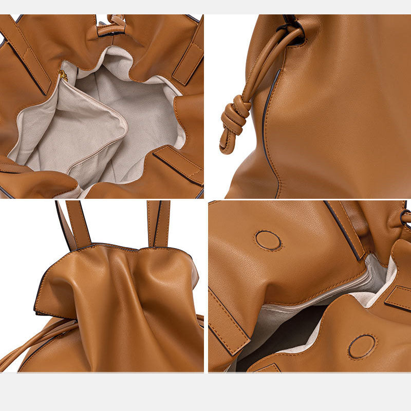 Sac à main Cuir plissé véritable – Cordon de serrage