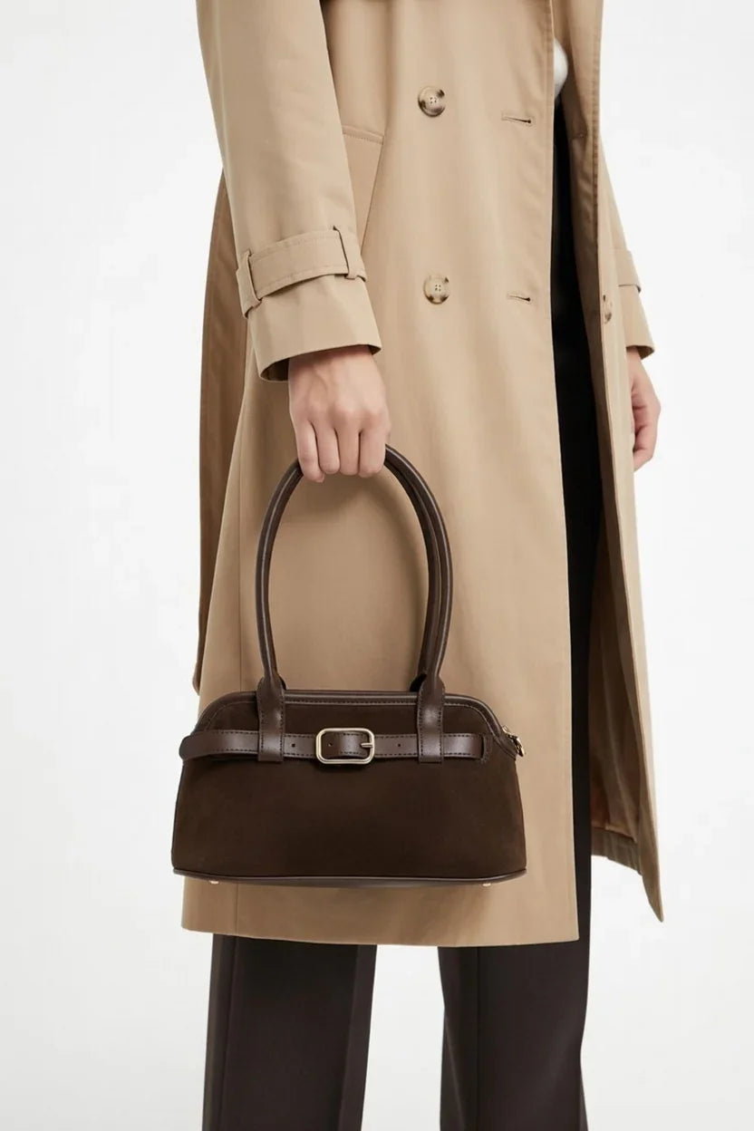 Sac à main femme à finition daim – Beige ou marron