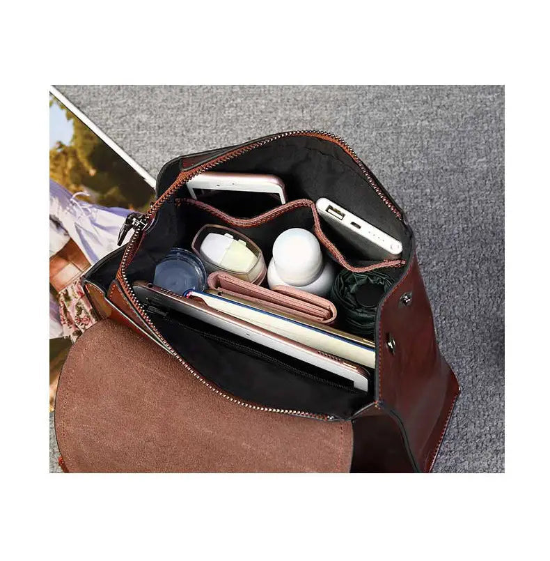 Rucksack aus echtem Leder – Magnetverschluss, für Alltag & Reisen
