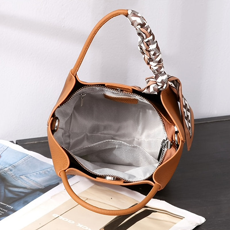 Sac Tote Cuir Véritable Ruban Décoratif Espaces Intérieurs