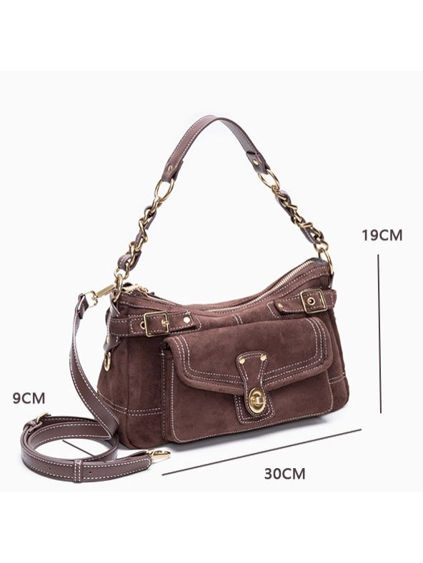 Sac bandoulière rétro vintage Suède PU – Chaîne Style