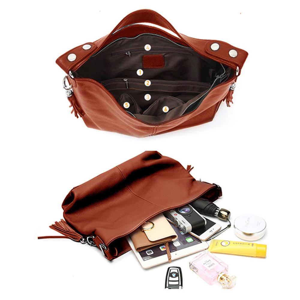 Sac demi-lune femme en cuir véritable souple – Franges et 8 coloris
