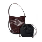 Sac seau cuir de vachette femme – Plissé style rétro luxe