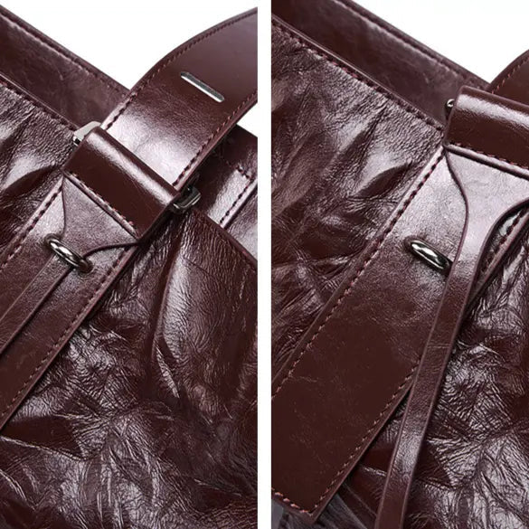 Sac seau cuir de vachette femme – Plissé style rétro luxe