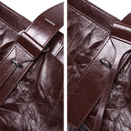 Sac seau cuir de vachette femme – Plissé style rétro luxe