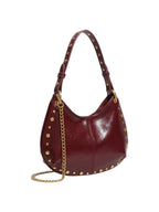 Sac bandoulière femme brun en cuir PU à rivets