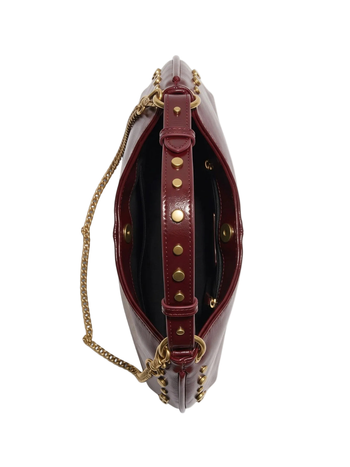 Sac bandoulière femme brun en cuir PU à rivets