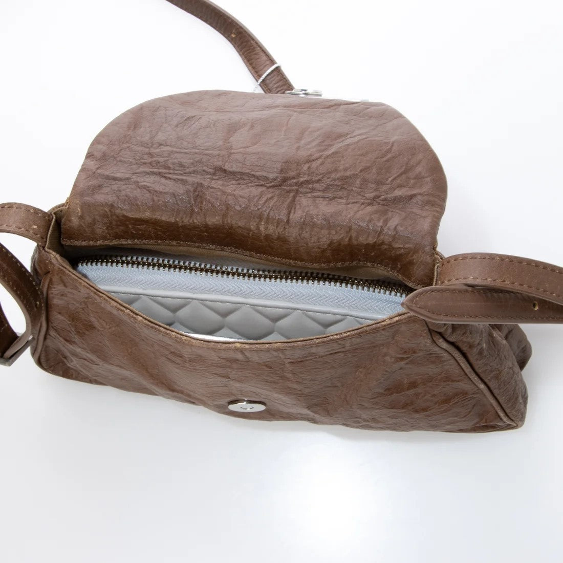 Sac bandoulière en PU éffet cuir ciré vintage – Texture froissée,Bandoulière réglable
