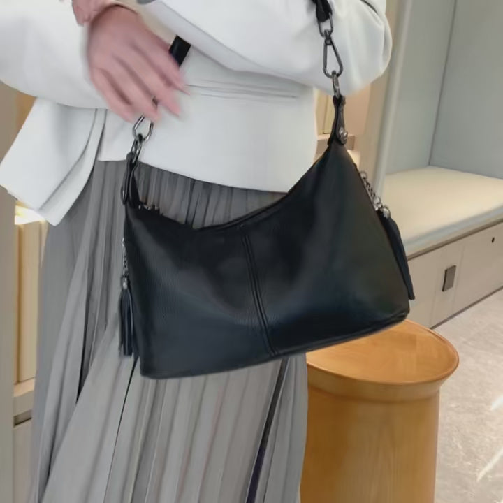 Sac à Main Hobo en Cuir Véritable Vintage – Femme