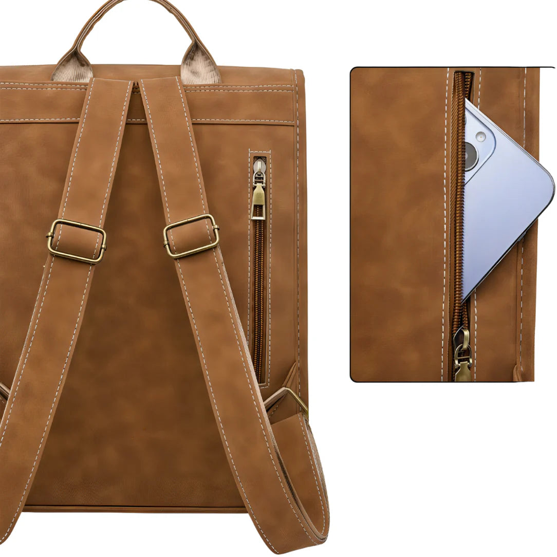 Sac à dos cuir Mat Vintage Femme-Cartable & Ordinateur 13" MYNELIA