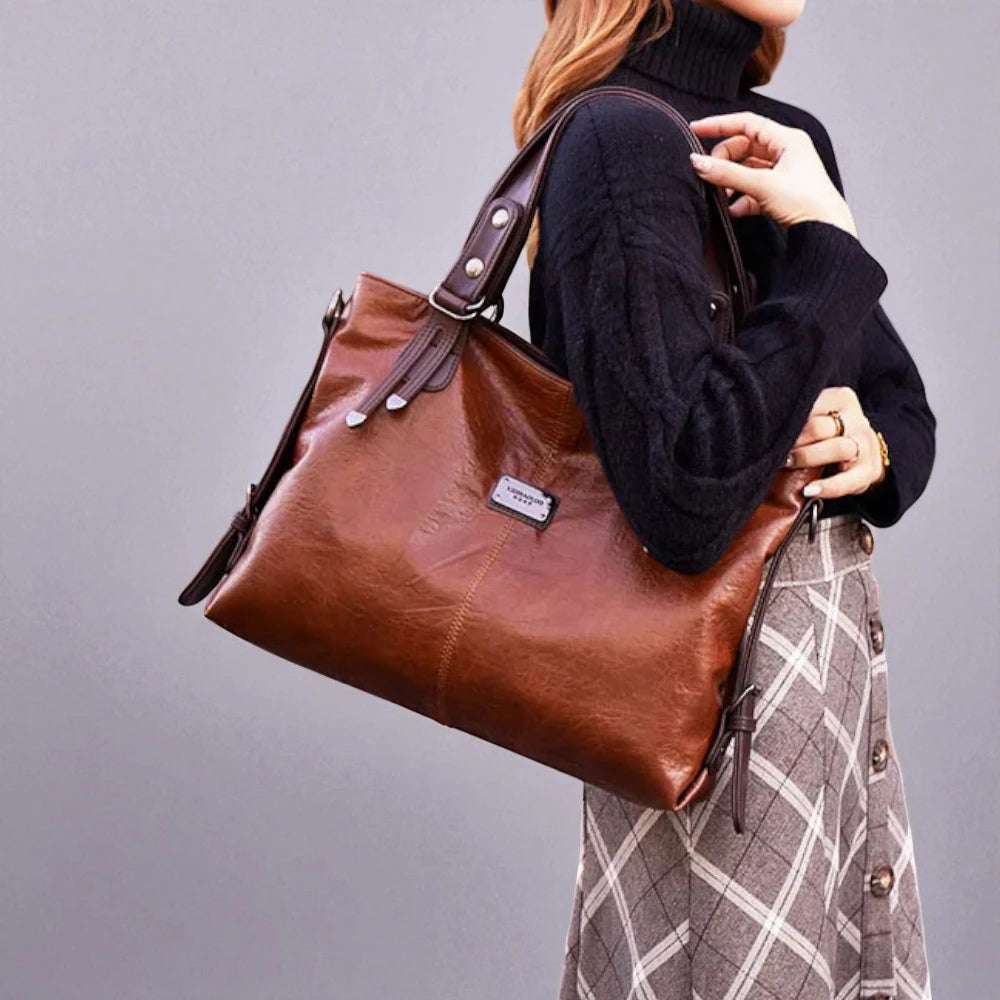 Sac tote cuir PU souple Style Vintage – Grande Capacité & Élégance Casual