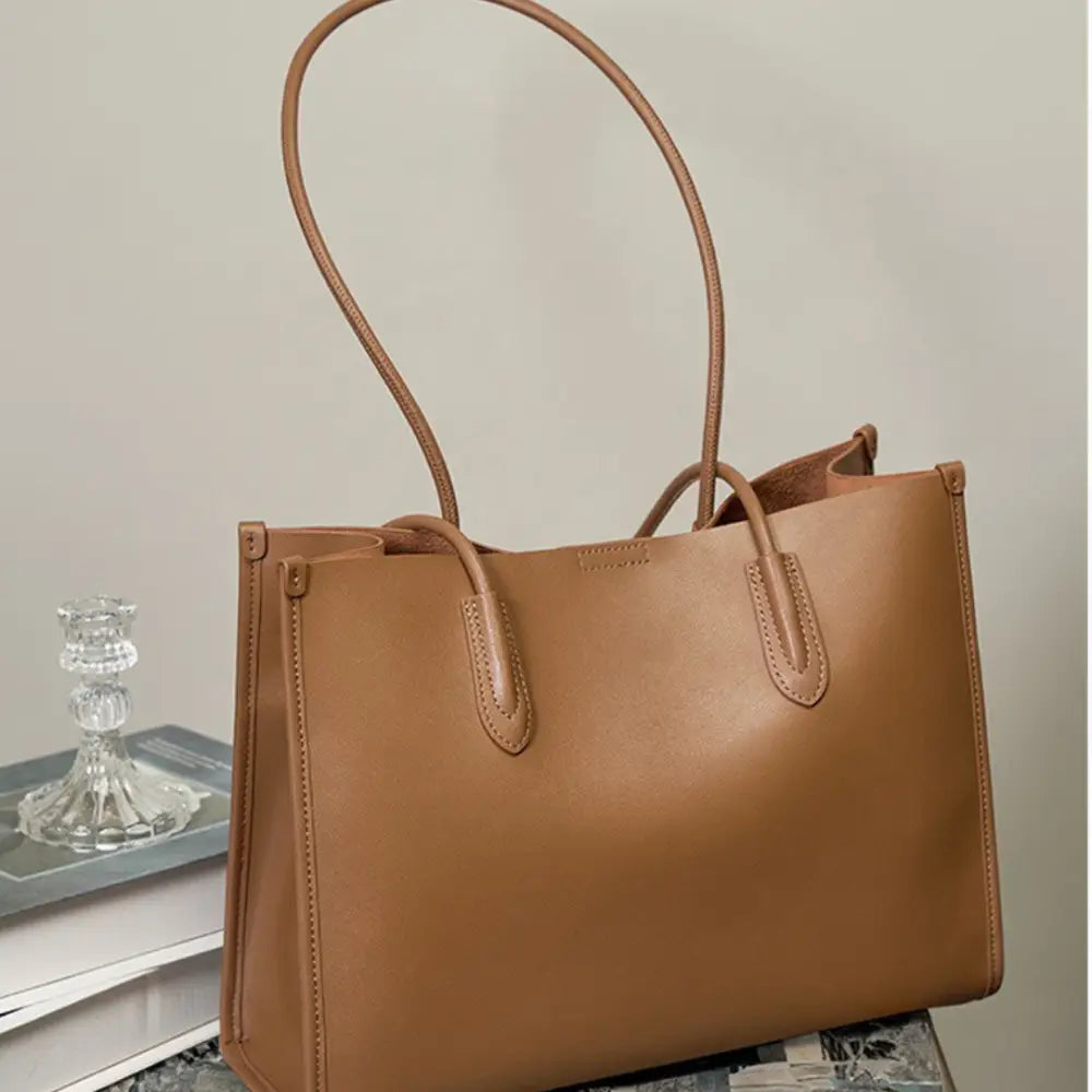BURMINSA Luxuriöse Tragetaschen aus echtem Leder für Damen Elegante Business-Pendler-Handtaschen aus Rindsleder Große Arbeits-Umhängetaschen